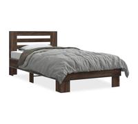 LAPOOH Structure de lit en bois d'ingénierie métal marron chêne 90 x 190 cm, base de lit, structure de lit, cadre de lit, lit de bébé, lit jeune, lit de chambre à coucher, sommier - 846088