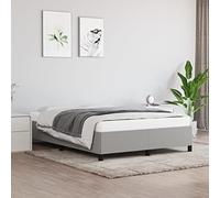 LAPOOH Structure de lit, sommier, base de lit, cadre de lit, lit meuble, lits juvéniles, lit complet, tissu gris clair, 140 x 200 cm
