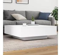 LAPOOH Table Basse avec lumières LED Blanc 100x100x31 cm, Table Basse Salon, Rétro