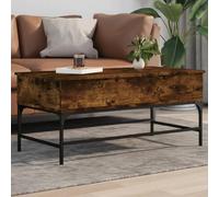 LAPOOH Table basse en bois et métal chêne fumé 100 x 50 x 45 cm, table basse de salon, table basse, table basse, table de salon, meubles de salon modernes - 845398