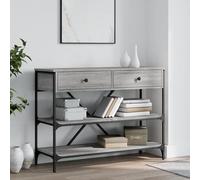 LAPOOH Table Console avec tiroirs et étagères Gris Bois d'ingénierie,Table Console,Table Console Entree,Table D’Appoint