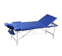 LAPOOH Table de massage en aluminium pliable à trois corps bleus, accoudoirs Tattoo, table de massage, table de massage 110090