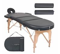LAPOOH Table de massage pliable 4 cm d'épaisseur 2 coussins noirs, accoudoirs Tattoo, table de tatouage, table de massage, table de massage 110159