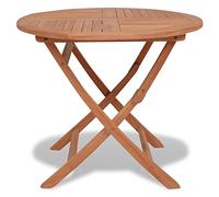 LAPOOH Table Pliable de Jardin 85x76 cm Bois de Teck Solide,Outdoor Dining Table，Table Ronde Jardin Exterieur,Table De Jardin en Resine