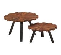 LAPOOH Tables Basses 2 pcs Bois Massif récupéré et Fer,Table Basse Salon,Petite Table Basse,Table Basse Rétro