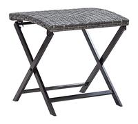 LAPOOH Tabouret pliant, tabourets bas, table de terrasse extérieure, table pliante de jardin, table de jardin en rotin synthétique gris