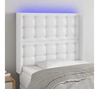 LAPOOH Tête de lit à LED Blanc 93x16x118/128 cm Similicuir,Tete de lit capitonnée,tête de lit à Poser au Sol