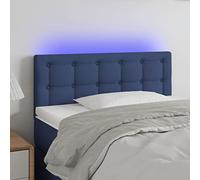 LAPOOH Tête de lit à LED Bleu 90x5x78/88 cm Tissu,Tete de lit capitonnée,tête de lit à Poser au Sol