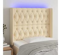 LAPOOH Tête de lit à LED Crème 103x16x118/128 cm Tissu,Tete de lit capitonnée,tête de lit à Poser au Sol