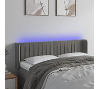 LAPOOH Tête de lit à LED Gris Clair 147x16x78/88 cm Velours,Tete de lit capitonnée,tête de lit à Poser au Sol