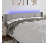 LAPOOH Tête de lit à LED Gris Clair 163x16x78/88 cm Tissu,Tete de lit capitonnée,tête de lit à Poser au Sol