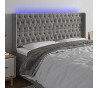 LAPOOH Tête de lit à LED Gris Clair 183x16x118/128 cm Velours,Tete de lit capitonnée,tête de lit à Poser au Sol