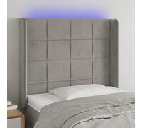 LAPOOH Tête de lit à LED Gris Clair 83x16x118/128 cm Velours,Tete de lit capitonnée,tête de lit à Poser au Sol
