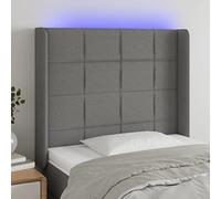 LAPOOH Tête de lit à LED Gris foncé 103x16x118/128 cm Tissu,Tete de lit capitonnée,tête de lit à Poser au Sol
