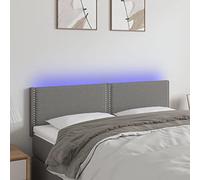 LAPOOH Tête de lit à LED Gris foncé 144x5x78/88 cm Tissu,Armoire De Tête De Lit,Tête De Lit pour Adulte,Meuble De Chambre À Coucher
