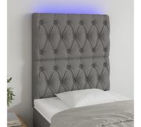LAPOOH Tête de lit à LED Gris foncé 80x7x118/128 cm Tissu,Tete de lit capitonnée,tête de lit à Poser au Sol