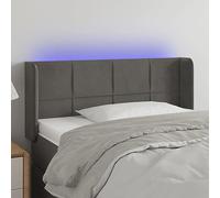 LAPOOH Tête de lit à LED Gris foncé 93x16x78/88 cm Velours,Tete de lit capitonnée,tête de lit à Poser au Sol