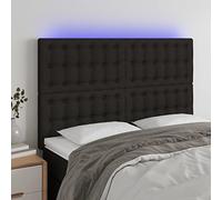 LAPOOH Tête de lit à LED Noir 144x5x118/128 cm Tissu,Tete de lit capitonnée,tête de lit à Poser au Sol