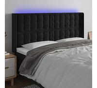 LAPOOH Tête de lit à LED Noir 203x16x118/128 cm Velours,Tete de lit capitonnée,tête de lit à Poser au Sol