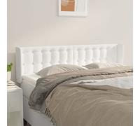 LAPOOH Tête de lit avec Oreilles Blanc 147x16x78/88 cm Similicuir,Armoire De Tête De Lit,Tête De Lit pour Adulte,Meuble De Chambre À Coucher