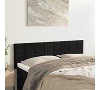 LAPOOH Têtes de lit 2 pcs Noir 72x5x78/88 cm Velours,Tete de lit capitonnée,tête de lit à Poser au Sol