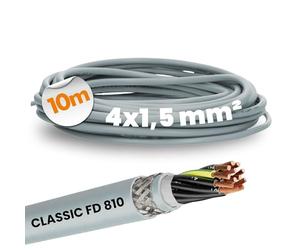 Lapp 0026251 ÖLFLEX CLASSIC FD 810 CY Câble de commande en PVC avec conducteur de protection vert/jaune I Convient pour chaînes de remorquage I Câble de commande blindé 4 fils gris I Câble 4G1,5 10 m