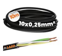 Lapp 1030224 LiYY Câble de commande en PVC 10 m 10 x 0,25 mm² noir I Câble LED 10 fils I Câble de données I Câble de signal I Câble soudable