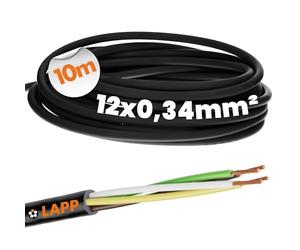 Lapp 1030245 Câble de Commande LiYY 12 x 0,34 mm² Noir - Fil de Données | Fil de signal soudable pour modélisme, systèmes MSR et électronique. Gaine PVC souple résistante pour milieux secs ou
