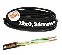 Lapp 1030245 LiYY Câble de commande en PVC 12 x 0,34 mm² noir I Câble LED 12 fils I Câble de données I Câble de signal I Câble soudable