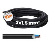 Lapp 10m Câble Électrique NYY-O 2x1,5 mm2 - Câble de Terre Ignifugé Noir