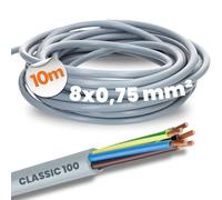 Lapp 10m Ölflex Classic 100 Câble de Commande 8x0,75 mm² PVC Gris | Fil de 8G0,75 mm² avec conducteur de protection, résistant à l'huile, flexible pour installation électrique et machines