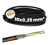 Lapp 10x0,25 mm² Unitronic LiYCY Câble de Commande Blindé - 10 m | Câble de signal et données ignifuge, résistant aux UV, 10 fils en PVC pour systèmes informatiques et extérieur