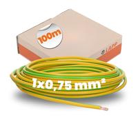 Lapp 4510002 Fil de Câblage H05V-K 1 x 0,75 mm2 en PVC Vert et Jaune 100m | Conducteur souple de classe 5 en cuivre nu, isolant ignifugé, idéal pour tableau électrique et câblage interne d'appareils