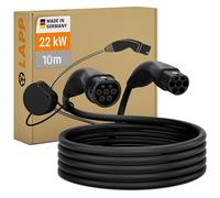LAPP MOBILITY 22KW Cable Recharge Voiture Electrique 10m Type 2 Cable Charge Voiture - IP55 Résistant à l'eau Cable Type 2 22KW 32a - Câble Recharge Type 2 Mode 3 - Noir - Fabriqué en Allemagne