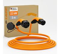 LAPP MOBILITY Câble de Charge de Voiture Électrique Type 2, 22 KW, 32 A, Auto-rétractable, Triphasé, Mode 3 - Câble de Charge Rapide EV - pour Wallbox et Station de Recharge de Voiture - Orange, 3m