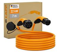 LAPP MOBILITY Cable Recharge Voiture Électrique 7m Type 2-22kW, 32A, Mode 3 - Câble de Recharge Type 2, Chargeur de véhicule électrique, Résistant à l'eau IP55, Fabriqué en Allemagne - 7m Orange