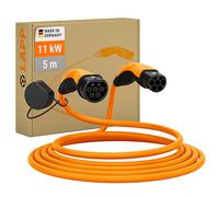 LAPP MOBILITY Helix Câble de recharge 5m type 2 11 kW/Auto-rétractable / 20 A / 3 phases/Câble de recharge pour voiture électrique/Mode 3, Orange