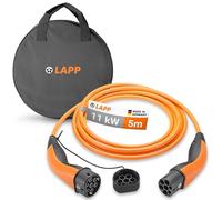 Lapp Mobility Type 2 Câble de Recharge avec Sacoche de Transport, 11 KW, 5 m, 20 A, triphasé, Mode 3, IP55, pour Voitures électriques et Hybrides Rechargeables, Orange, 79584
