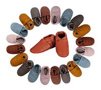 Lappade Uni Bleu Chaussures Cuir Souple pour bébé Enfant Fille Garçon avec Semelle en Daim Made in Germany Art. 500 Taille 21/22 EU L