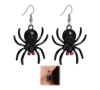 LAPQOS Boucles d'oreilles pour femme,Boucles d'oreilles araignée noire strass rouges gothique Halloween 1 paire