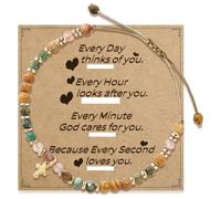 LAPQOS Bracelets pour femme,Bracelet tressé avec pendentif croix en pierre naturelle
