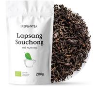 LAPSANG SOUCHONG BIO Thé Fumé 200g (100 Tasses) | Thé Noir Fumé Naturellement sur des Braises de Pin REPLANTEA