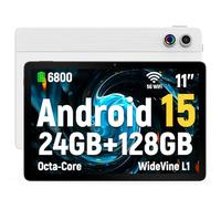 Laptok Tablet, Android 15 Tablet 11 Zoll, 24GB RAM 128GB ROM 1TB TF Expandable, Widevide L1, Octa-Core Processor, 1280 * 800 IPS HD Touchscreen 6800mAh Akku WiFi 6 BT 5.3 Dual Kamera (Weiß)