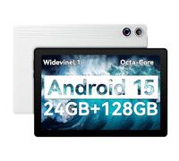 Laptok Tablet, Android 15 Tablet 11 Zoll, 24GB RAM 128GB ROM 1TB TF Expandable, Widevide L1, Octa-Core Processor, 1280 * 800 IPS HD Touchscreen 6800mAh Akku WiFi 6 BT 5.3 Dual Kamera (Weiß)