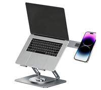 Laptop Ergonomic Foldable Riser - Computer Platforms For Office Bed Couch Study Kitchen Classroom | Aluminum Alloy Magnetic Phone Dock Adjustable Angle Vent Lightweight Portable Organizer Storage