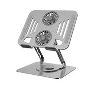 Laptop Riser Stand, Rotating Metal Cooling Fan Laptop Holder, Advanced Heat Management, 24.2x19.5x6.5cm, Ideal for Home, Office, Dorm, Study Desk, Bedroom, College Work
