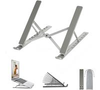 Laptop Stand, Adjustable Aluminum Ventilated Laptop Stand, Ergonomic Cooler Compatible with MacBook Air, HP, Dell, 10-17.3 Inches (Grey)