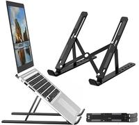 Laptop Stand, Adjustable Ventilated Laptop Stand, Foldable and Portable Laptop/Tablet/Book Stand, for 10-15.6 Inch Tablet (Black)