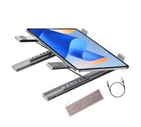 Laptop Stand Docking Station - 8-in-1 USB C Hub Holder for Desk | Foldable Aluminum Stand with 5Gbps Data Transfer Multiple USB Ports TF Card Slot Compatible with Laptops for Office Home