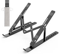Laptop Stand Foldable Aluminum Adjustable Height Adjustable Laptop Stand for MacBook Pro/Air, HP, Sony, Dell All 10-15.6 inch Laptops, Black
